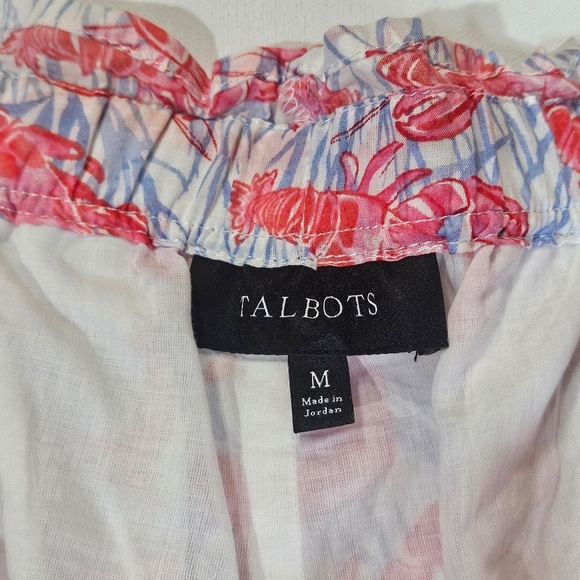 Talbots Shorts Womens Medium Red Lobster Print Ruffle Waist Casual Beach Summer - Picture 4 of 7